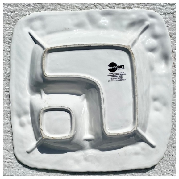 VTG 🏝Tropical Serving  Platter Floral & Fruit Chip Dip Veggie & Dip 🌺🥝🎋🍌🎋. - Picture 13 of 16